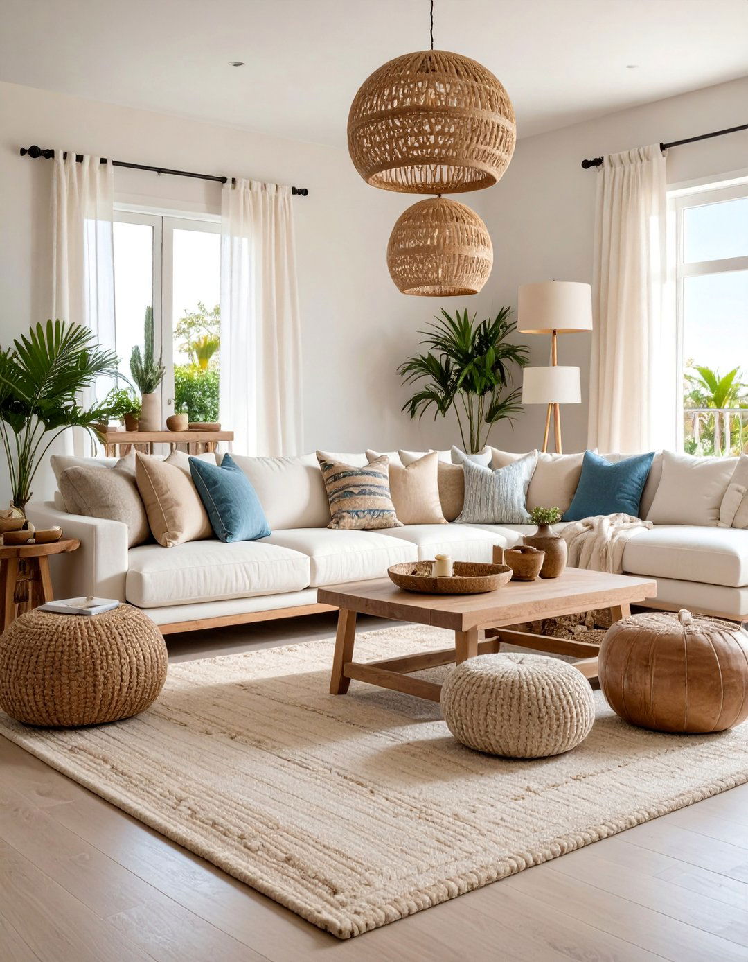 Neutral Coastal Living Room with Sophisticated Simplicity - 25 Coastal Living Room Ideas