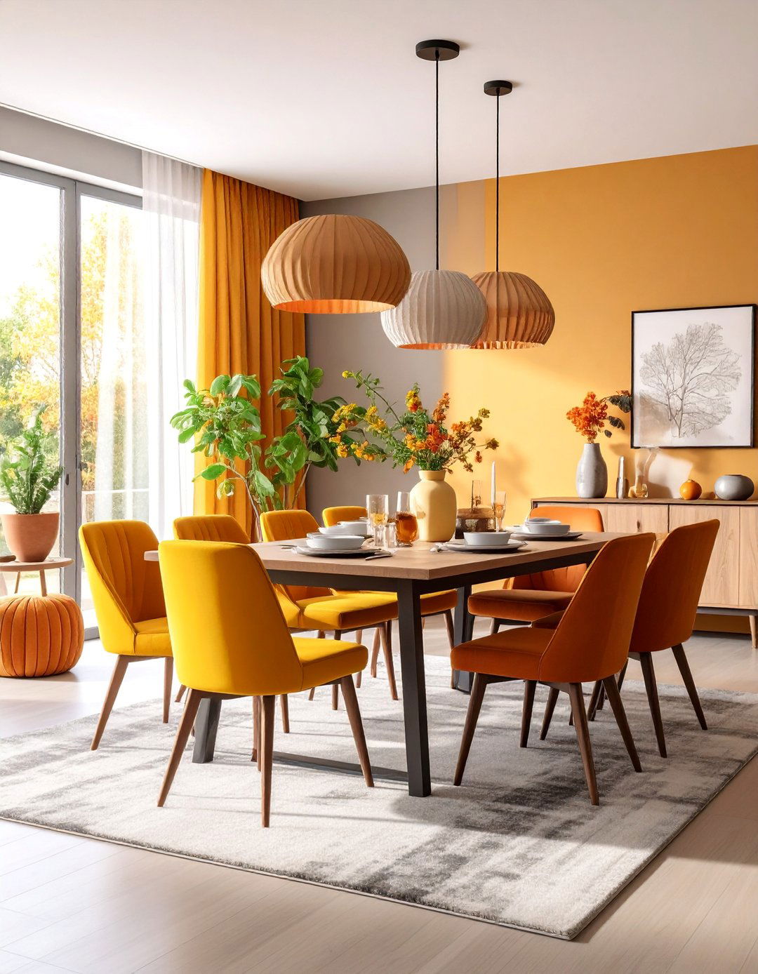 Neutral Dining Room with Mixed Seating Arrangements - 25 Neutral Dining Room Ideas