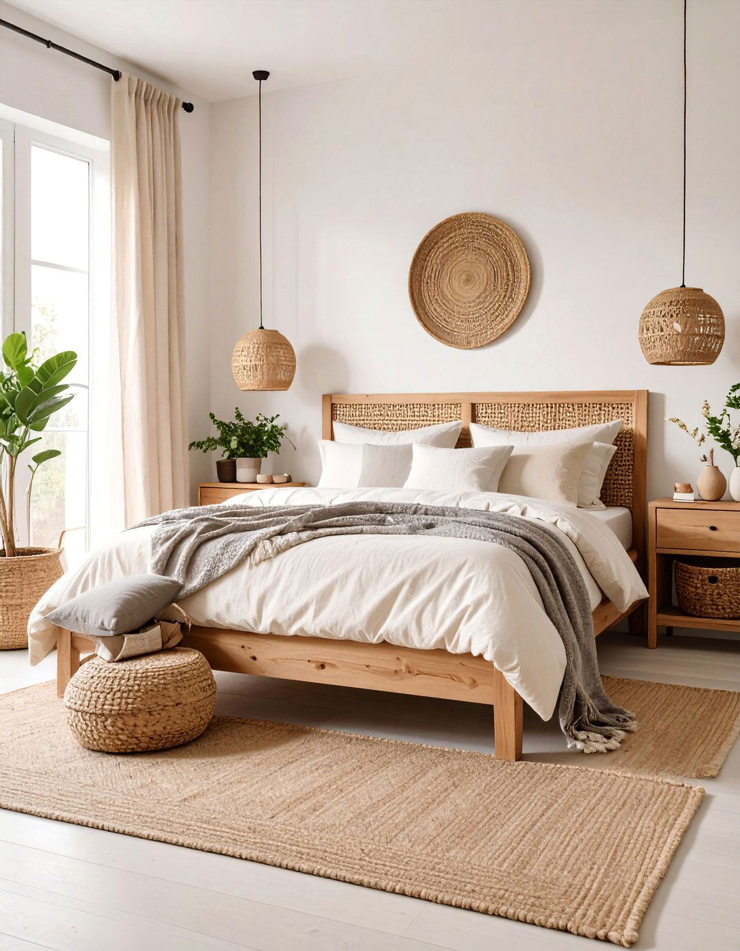 Neutral Farmhouse Bedroom with Linen Textures - 25 Farmhouse Bedroom Ideas