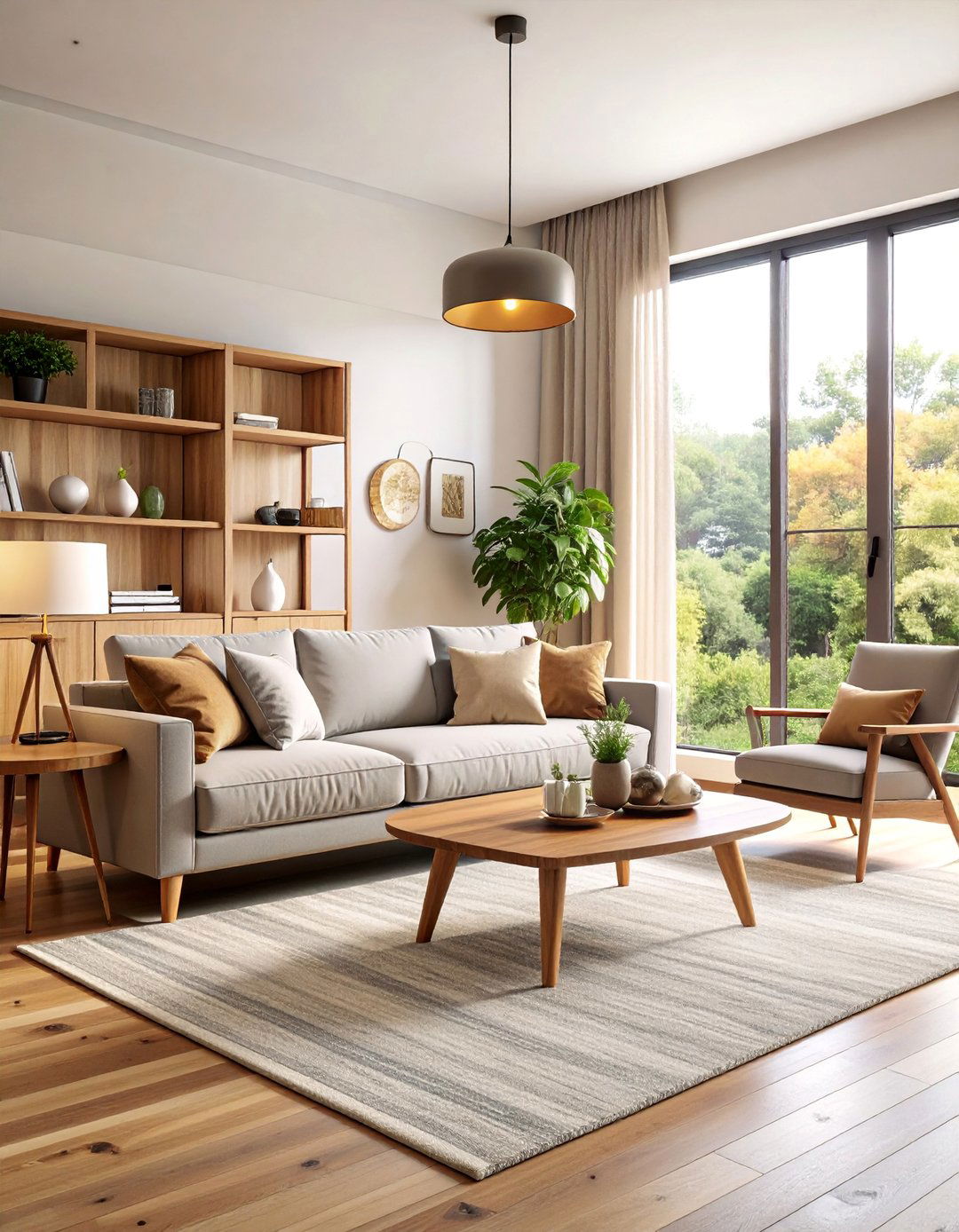 Neutral Foundation with Warm Wood Accents - 25 Transitional Living Room Ideas