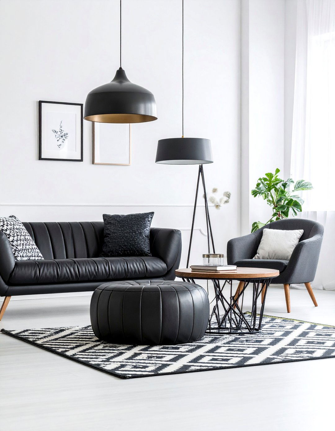 Neutral Living Room with Black and White Contrasts - 25 Neutral Living Room Ideas
