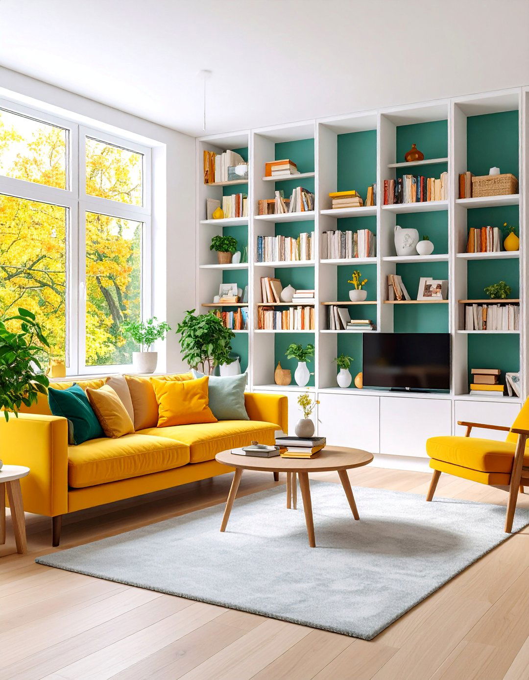 Neutral Living Room with Built in Storage Solutions - 25 Neutral Living Room Ideas