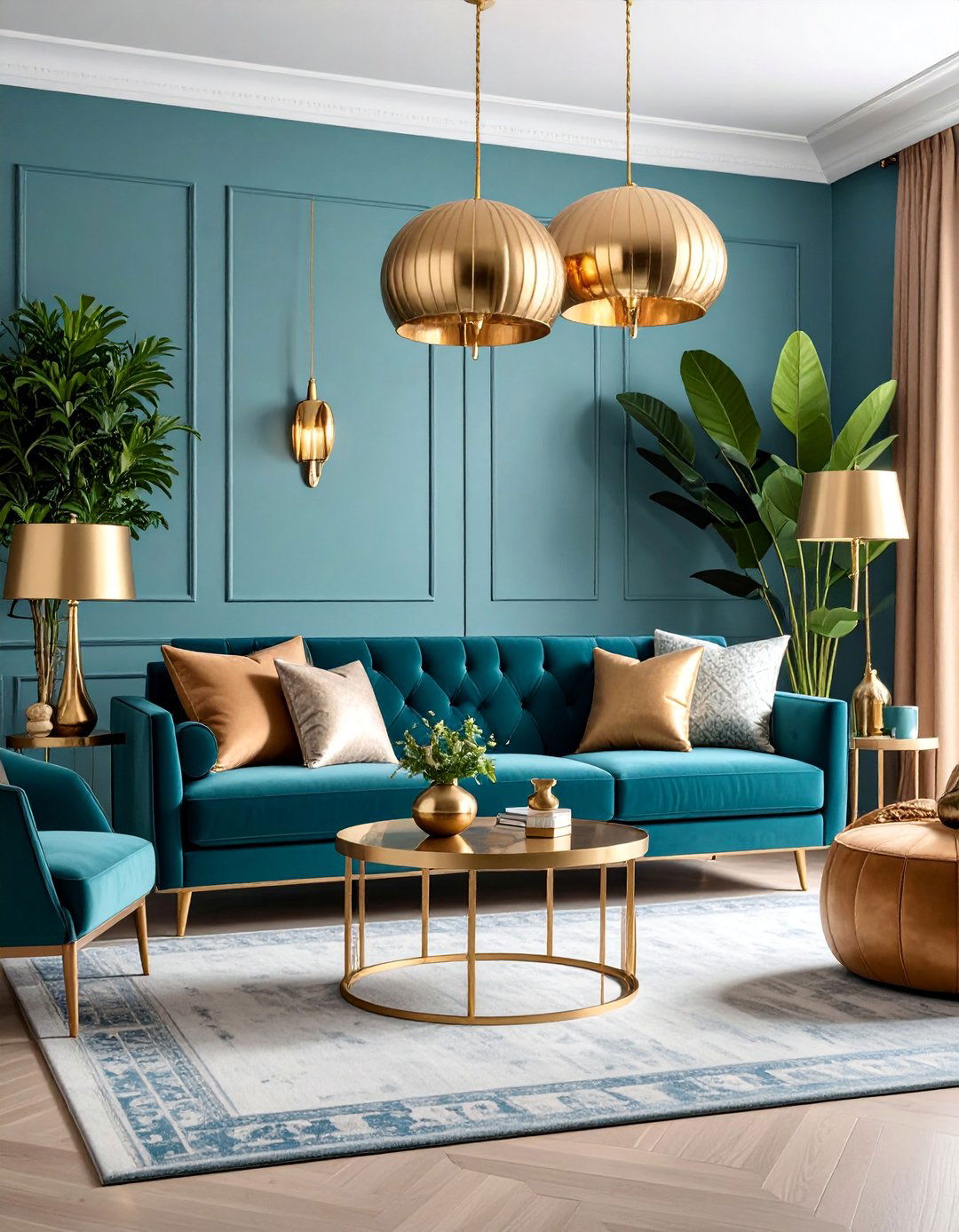 Neutral Living Room with Metallic Accents - 25 Neutral Living Room Ideas