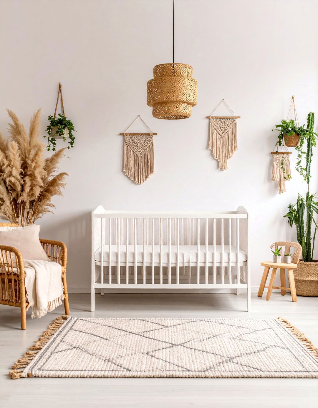 Neutral Pampas Grass Haven - 25 Boho Nursery Ideas