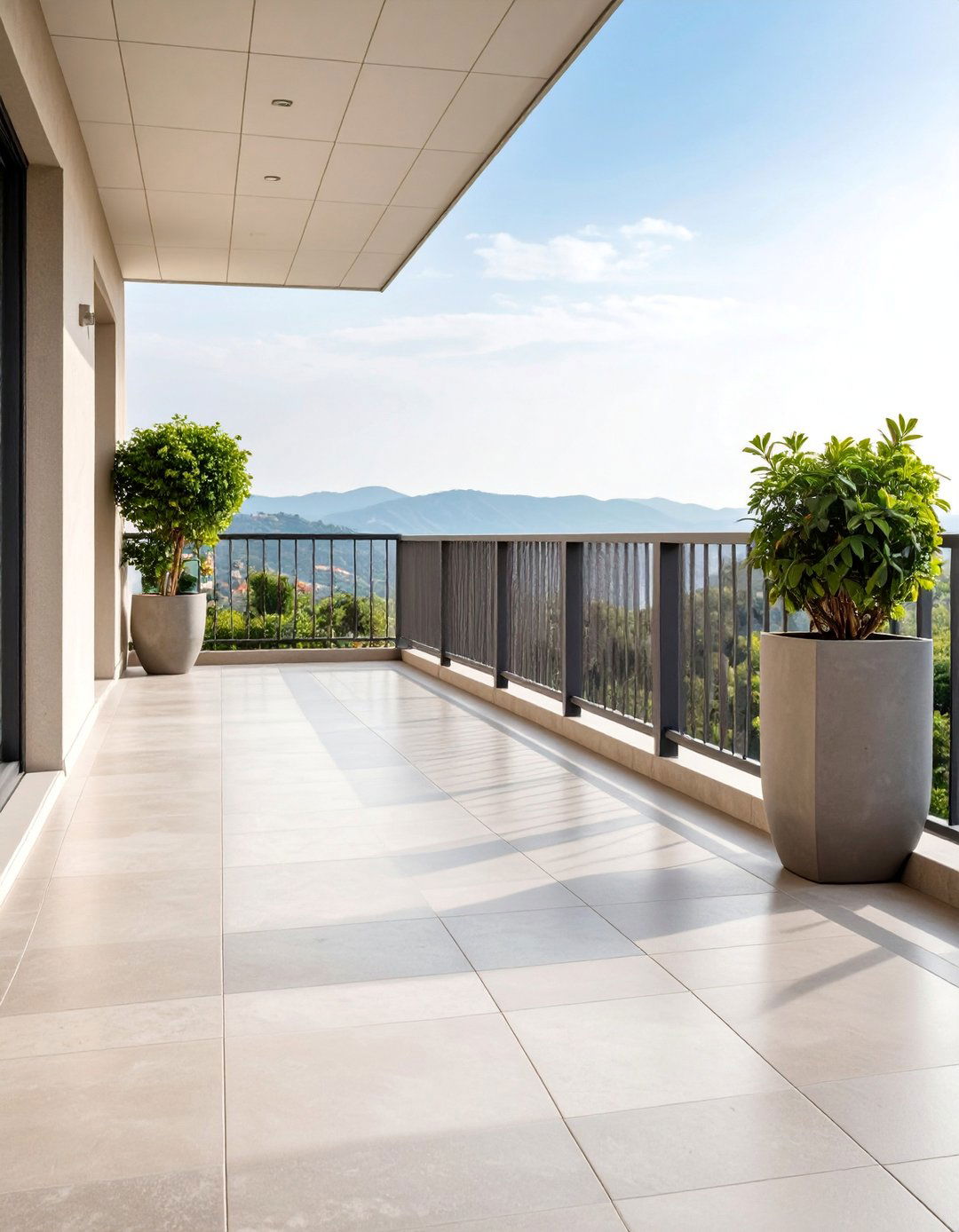 Neutral Textured Balcony with Versatile Appeal - 25 Balcony Tiles Ideas