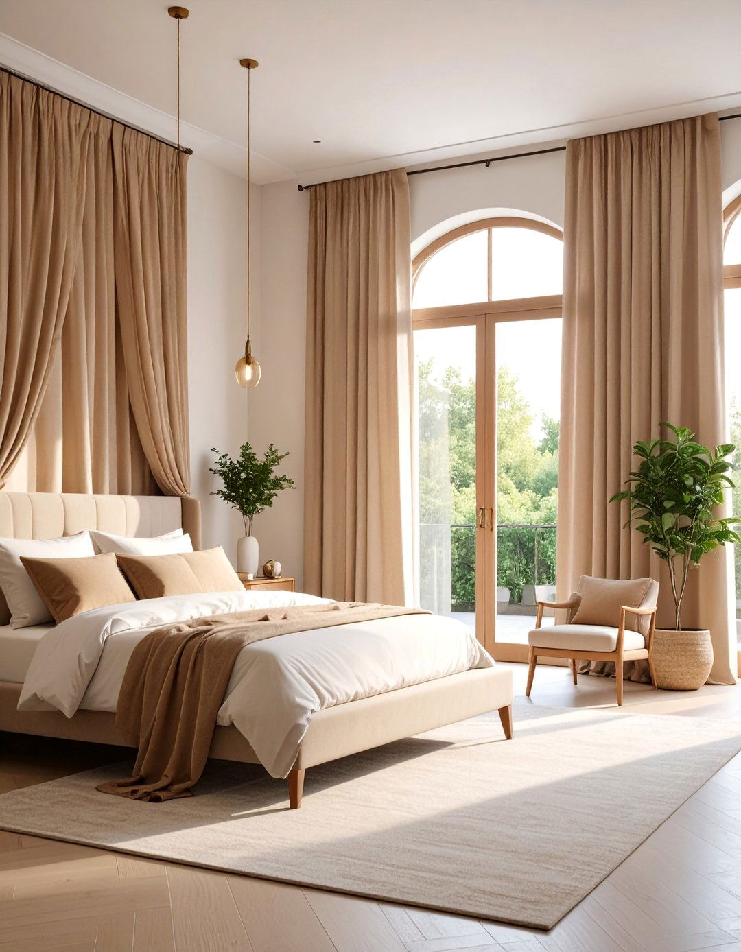 Neutral Tone Curtains with Sophisticated Color Coordination - 25 French Door Curtain Ideas