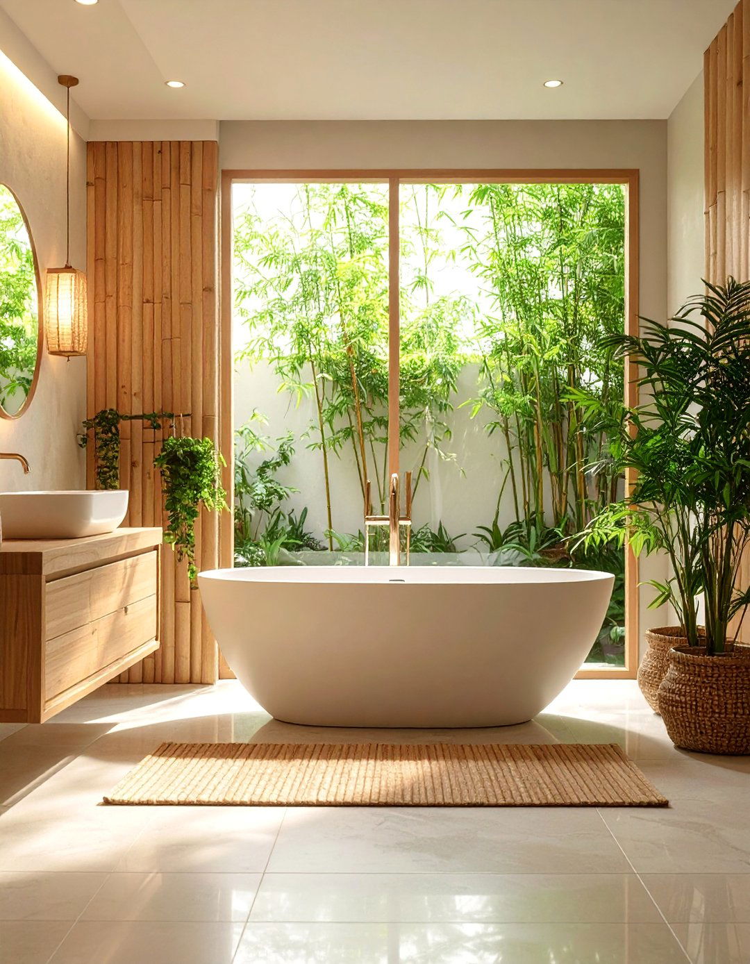 Neutral Zen Bathroom with Natural Elements - 25 Neutral Bathroom Ideas