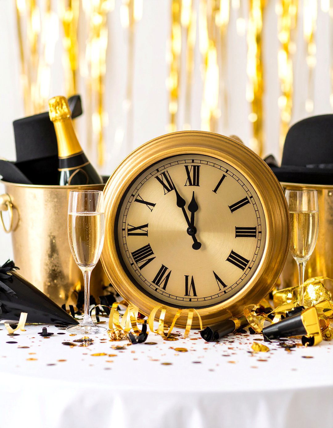 New Year Countdown Spectacular - 25 Black and Gold Centerpiece Ideas