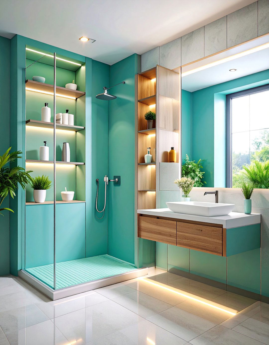 Niche Storage Walk in Shower with Built in Organization - 25 Small Bathroom Walk-in Shower Ideas