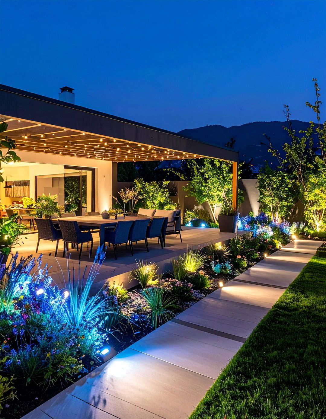Night Illuminated Garden - 25 Rooftop Garden Ideas