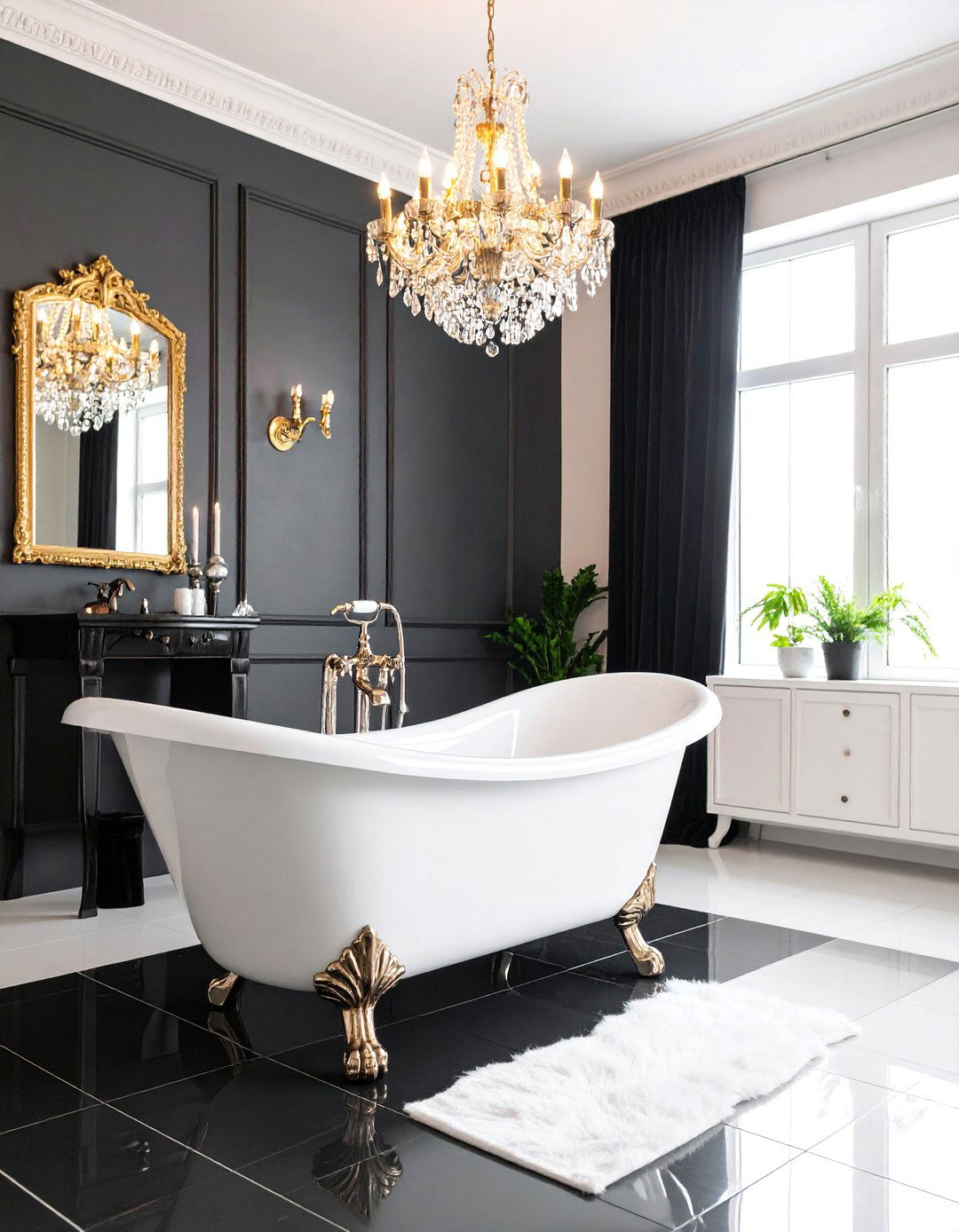 Noir Glamour Bathroom with Hollywood Gothic Style - 25 Gothic Bathroom Ideas