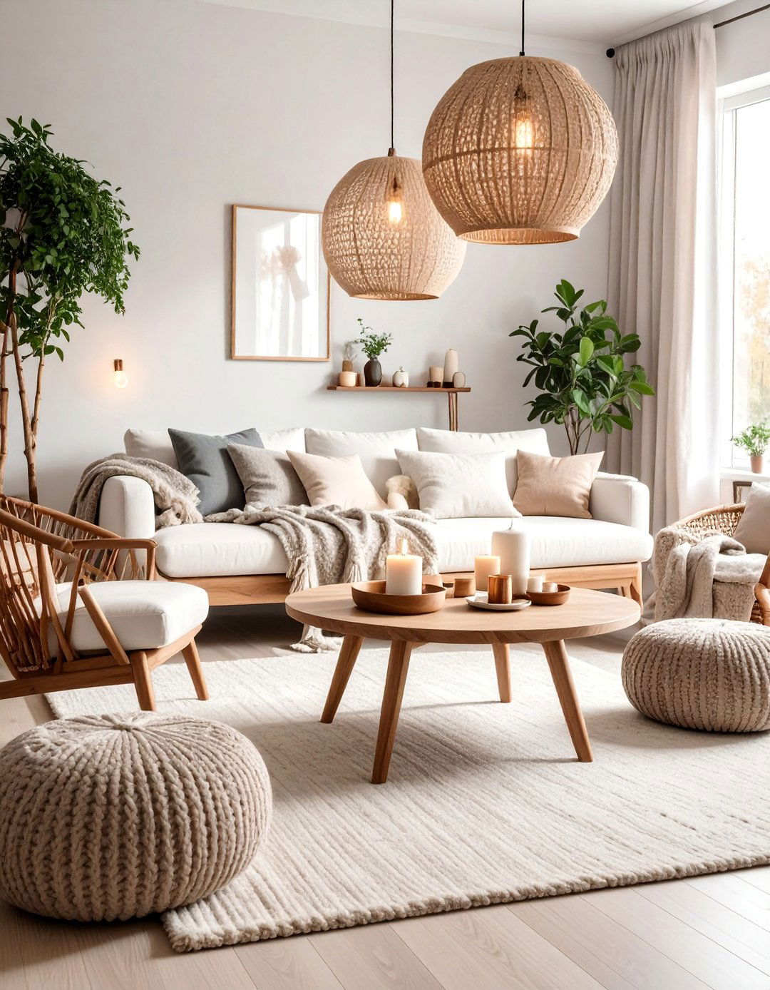 Nordic Grey and White Living Room with Cozy Hygge Elements - 25 Grey and White Living Room Ideas