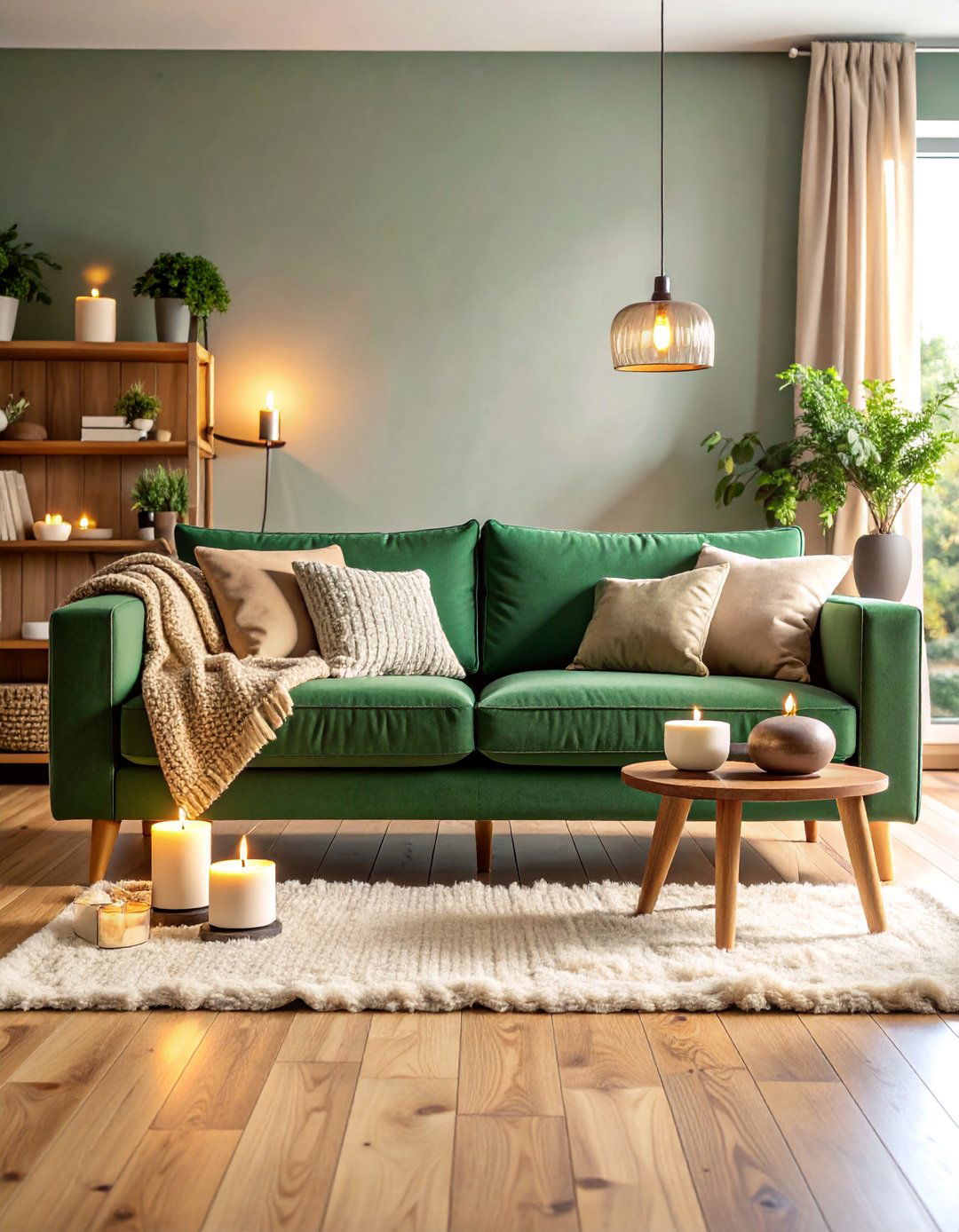 Nordic Hygge Comfort Haven - 25 Emerald Green Sofa Living Room Ideas