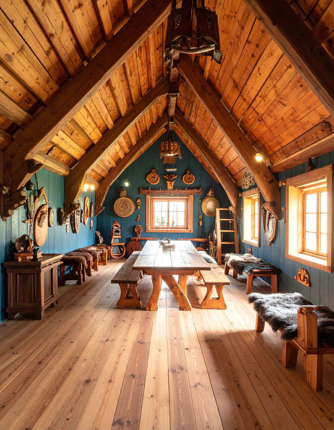 Nordic Longhouse Hunting Room Hall - 25 Hunting Room Ideas