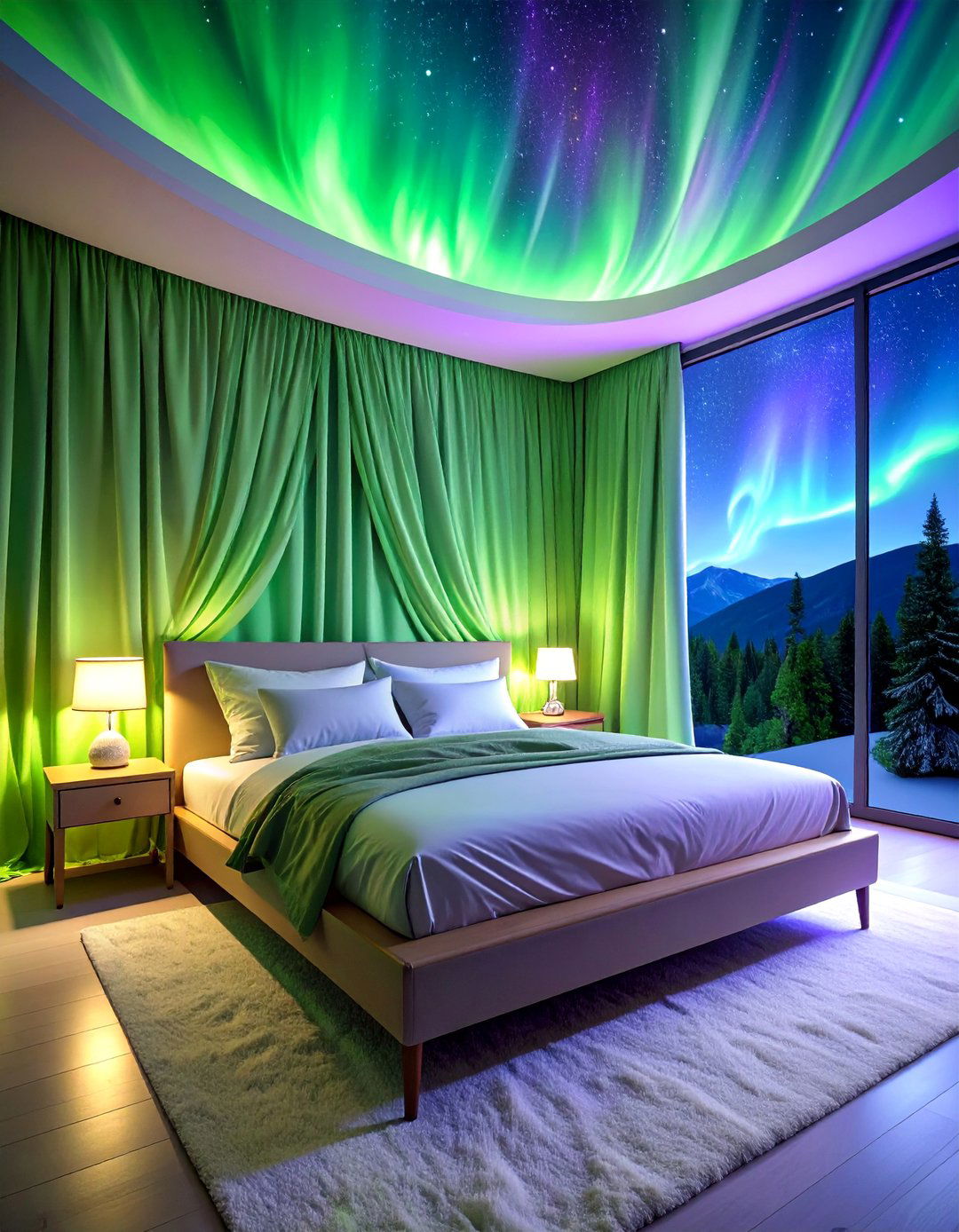 Northern Lights Viking Bedroom with Aurora Color Magic - 25 Viking Bedroom Ideas