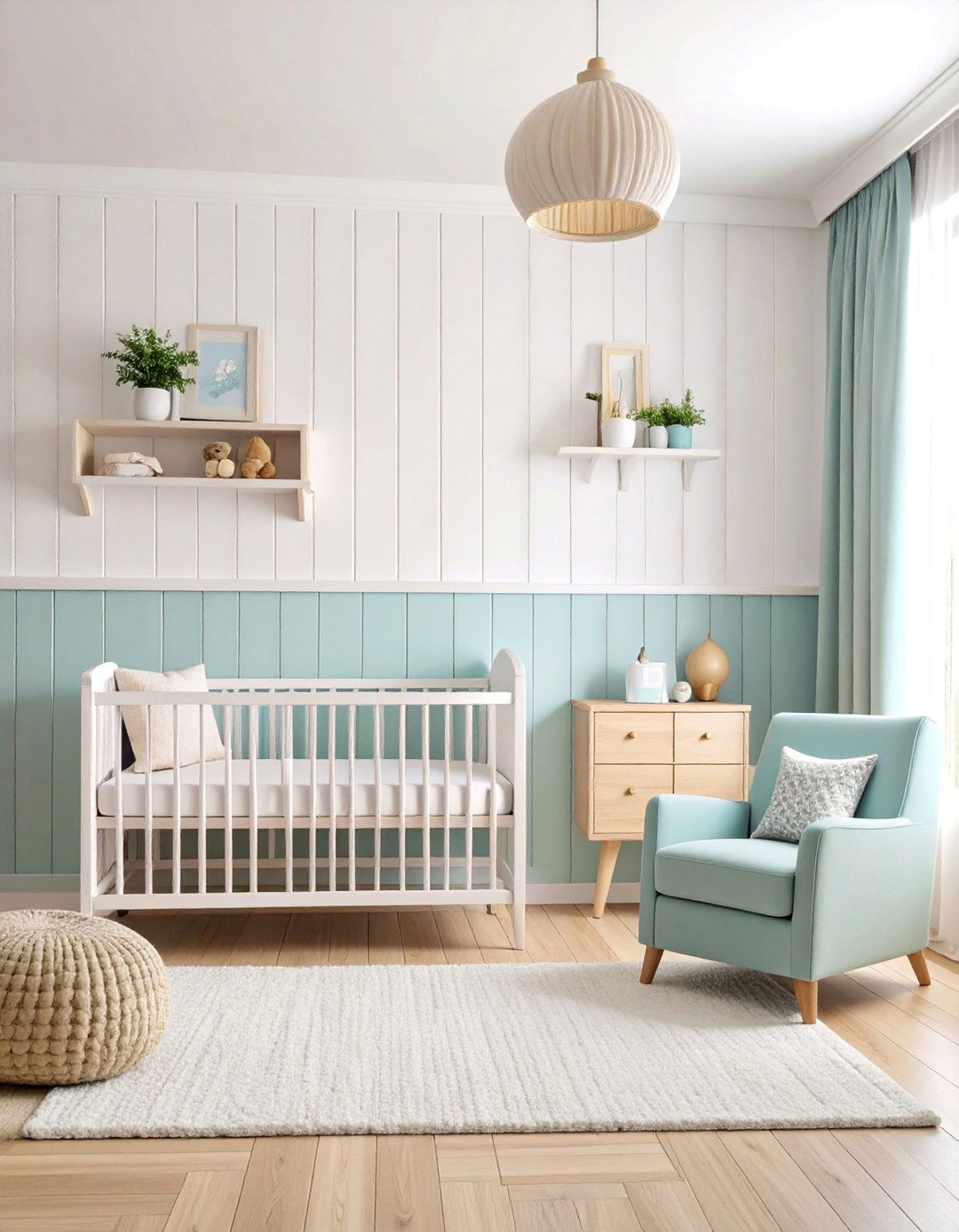 Nursery Shiplap with Soft Pastel Accents - 25 Shiplap Bedroom Ideas