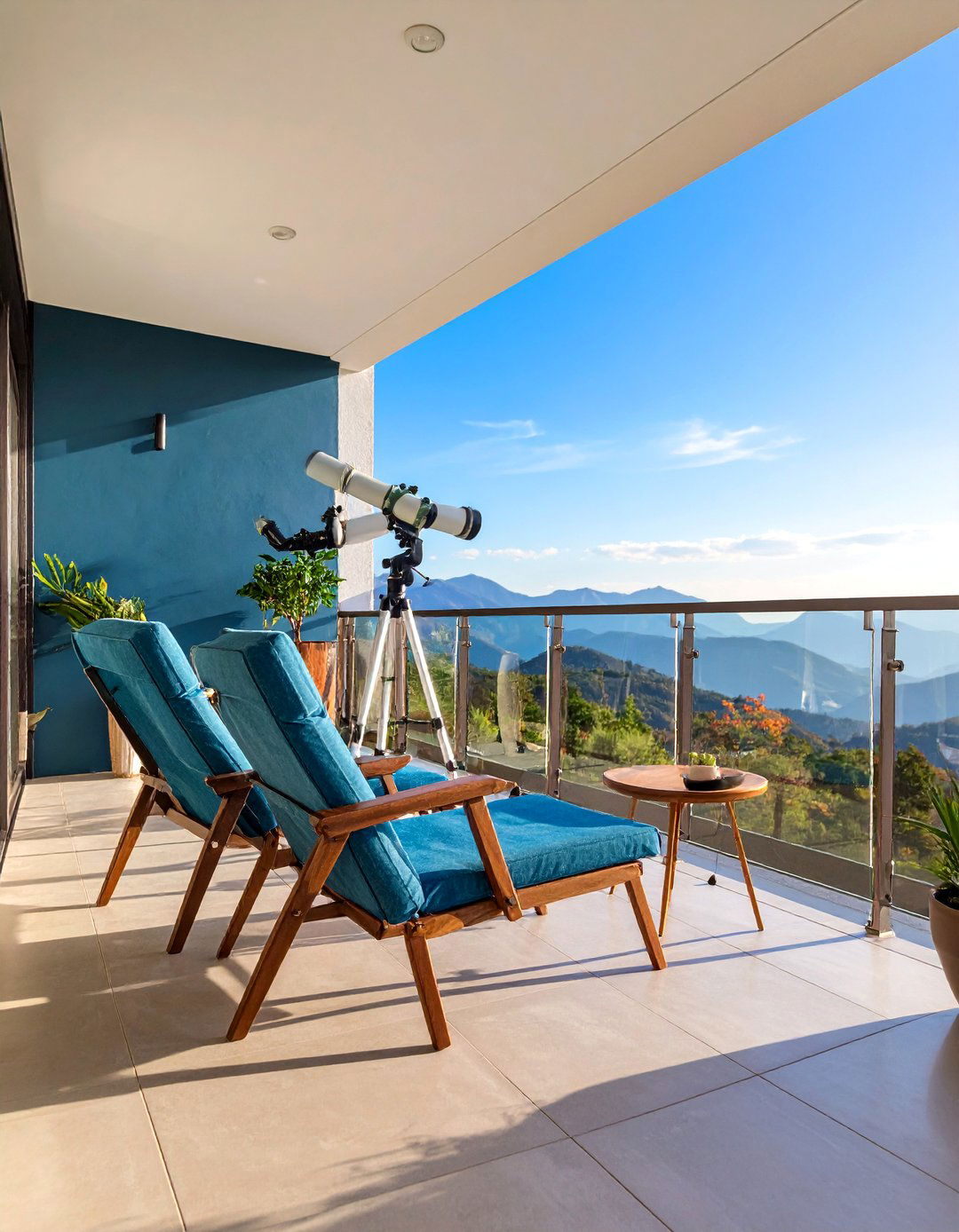 Observatory Balcony with Stargazing Equipment - 25 Large Balcony Ideas