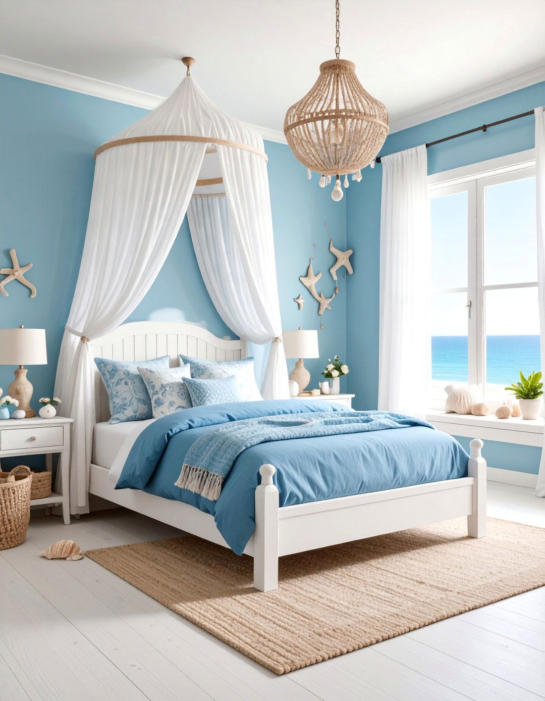 Ocean Blue Girls Bedroom with Coastal Cottage Style - 25 Girls Blue Bedroom Ideas
