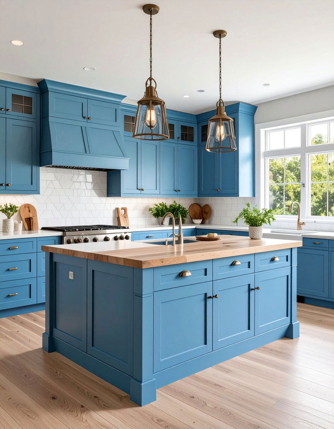 Ocean Blue Kitchen with Driftwood Elements - 25 Colorful Kitchen Ideas
