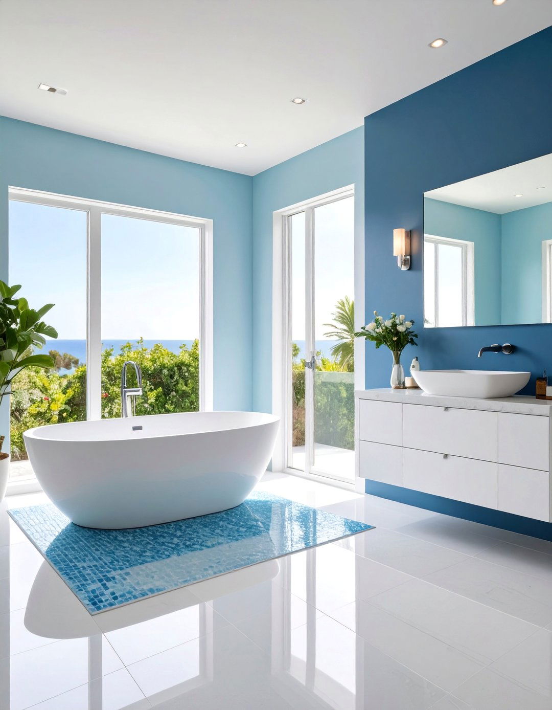 Ocean Inspired Blue Ombre Bathroom Theme - 25 Colorful Bathroom Ideas