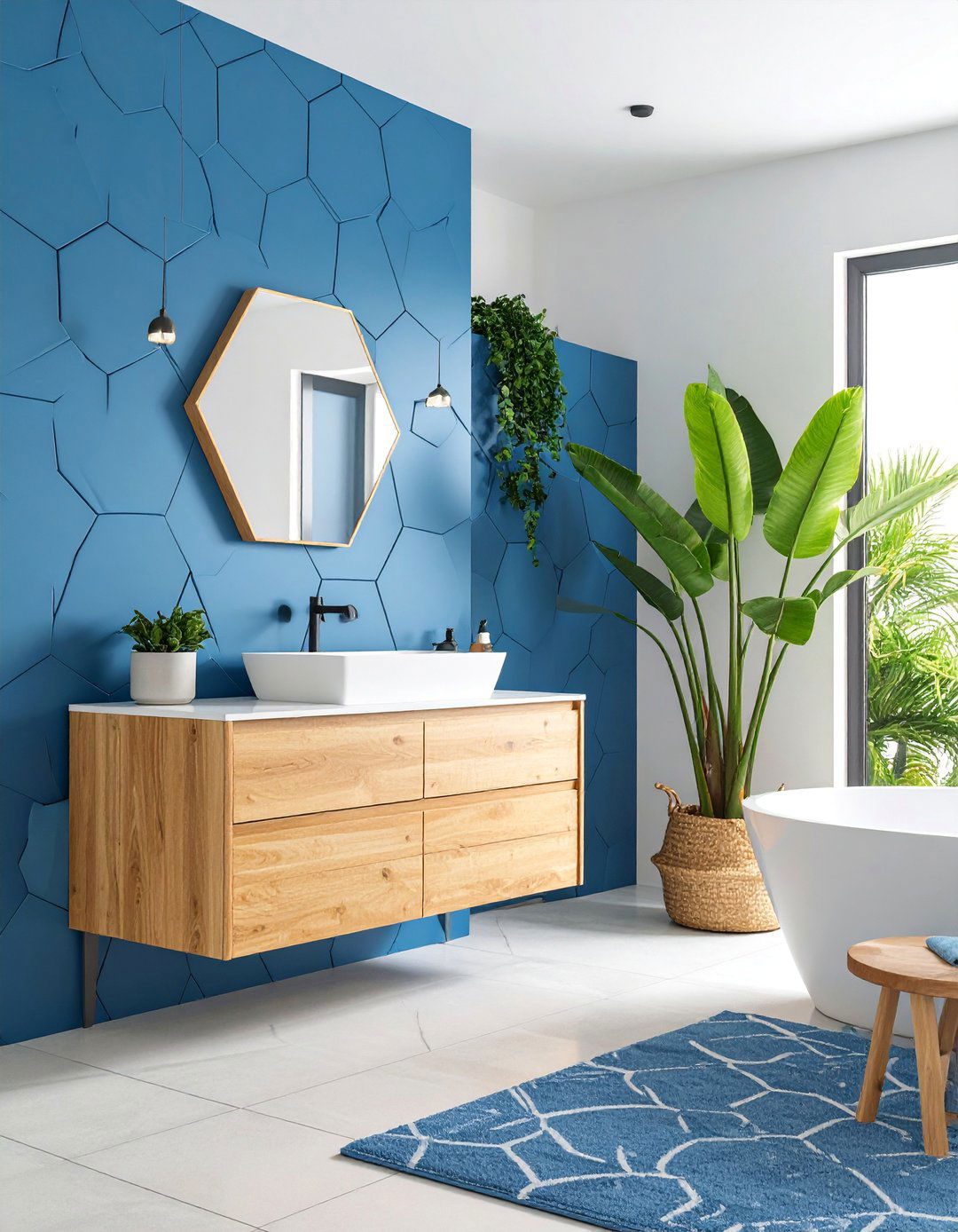 Ocean Inspired Hexagon Tile Bathroom - 25 Bathroom Tile Ideas