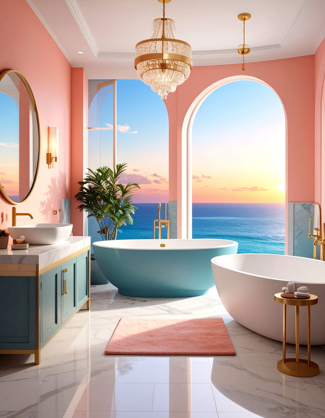 Ocean Sunset Color Palette - 25 Nautical Bathroom Ideas