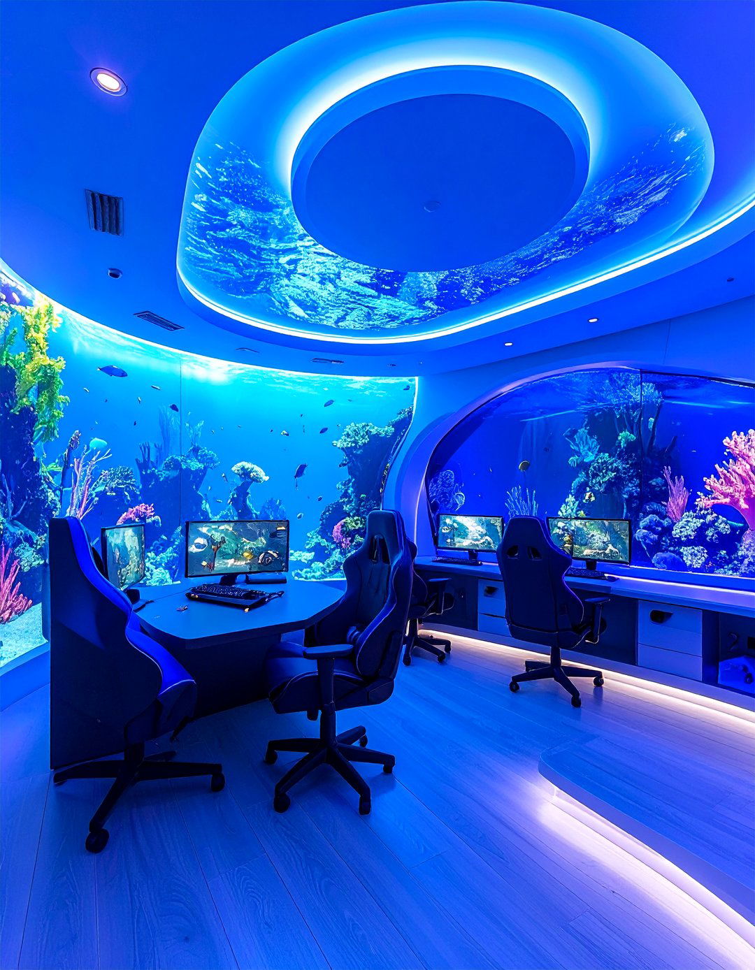 Ocean Themed Underwater Gaming Cave - 25 Video Game Room Ideas