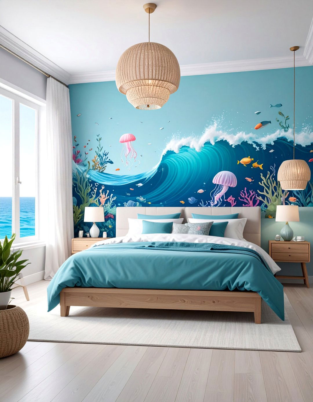 Ocean Wave Wall Mural - 25 Mermaid Bedroom Ideas