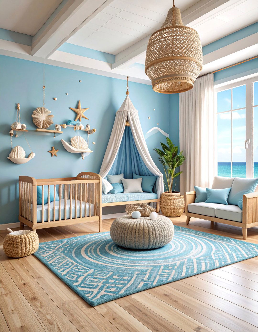 Ocean Waves Coastal Nursery Design - 25 Nature Themed Nursery Ideas