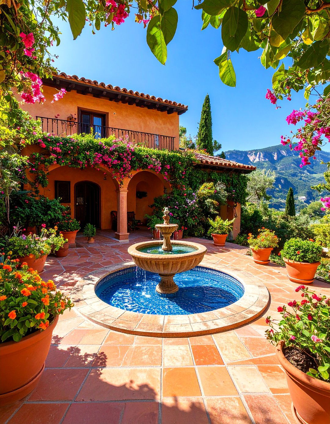 Ochre Mediterranean Villa with Terracotta Roof - 25 Yellow Exterior Home Ideas