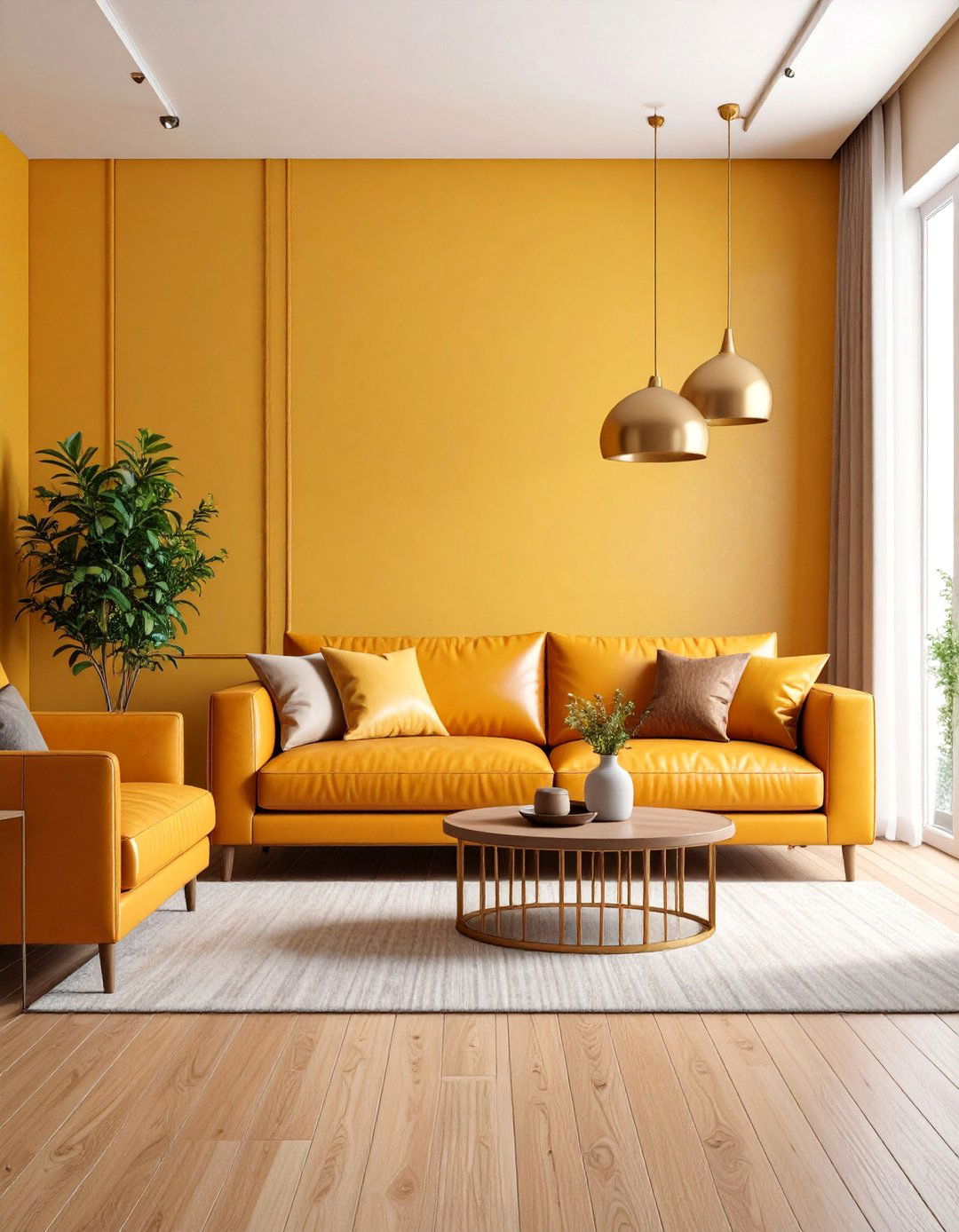 Ochre Yellow with Earth Tone Accents - 25 Living Room Paint Colors