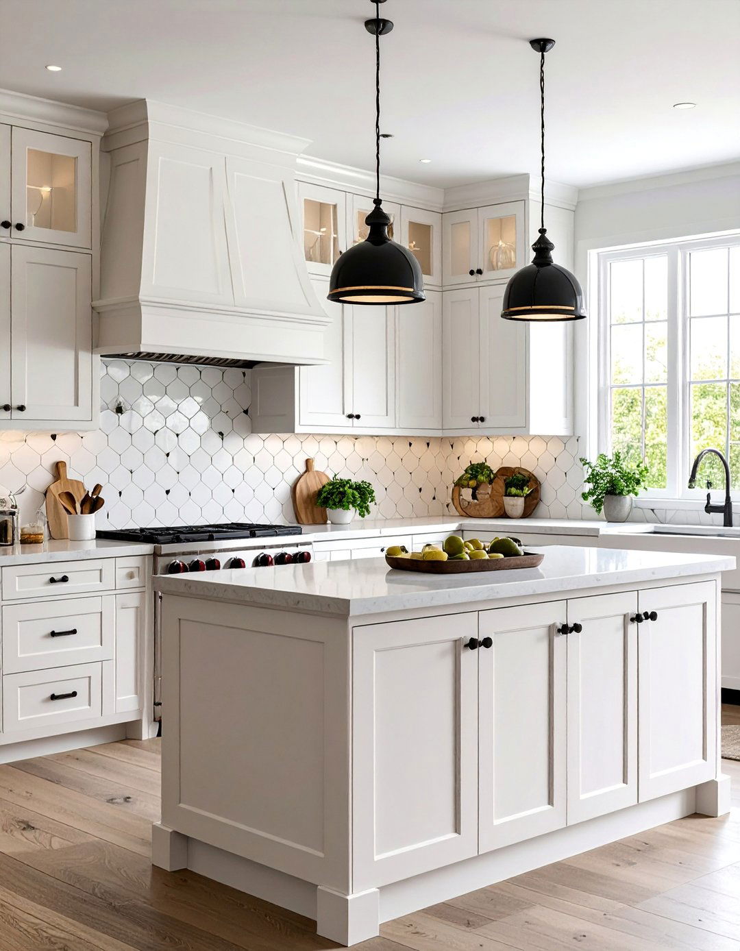Octagon and Dot Kitchen Backsplash with Victorian Charm - 25 Black and White Kitchen Backsplash Ideas