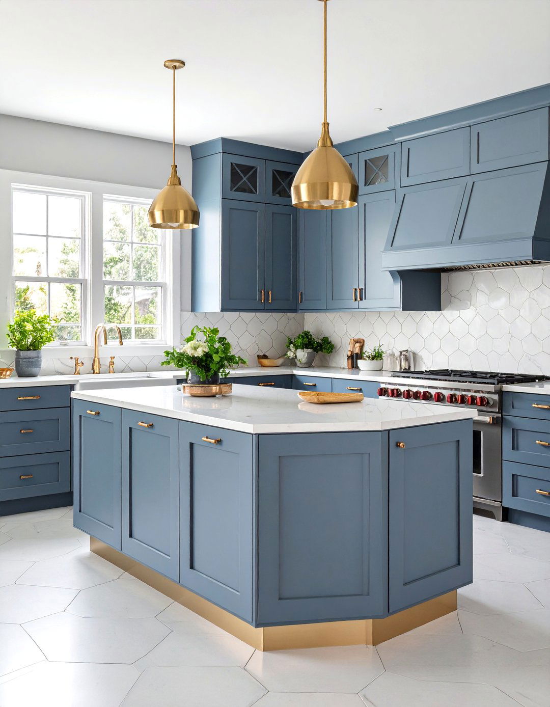 Octagonal Pattern Kitchen with Rose Gold Highlights - 25 Art Deco Kitchen Ideas