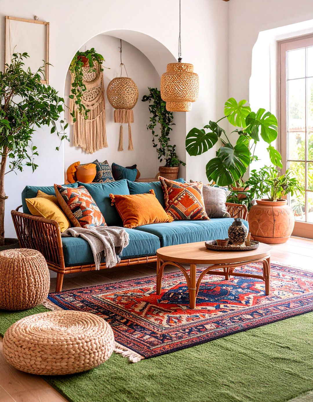 Olive Green Carpet Mediterranean Villa Style - 25 Green Carpet Living Room Ideas