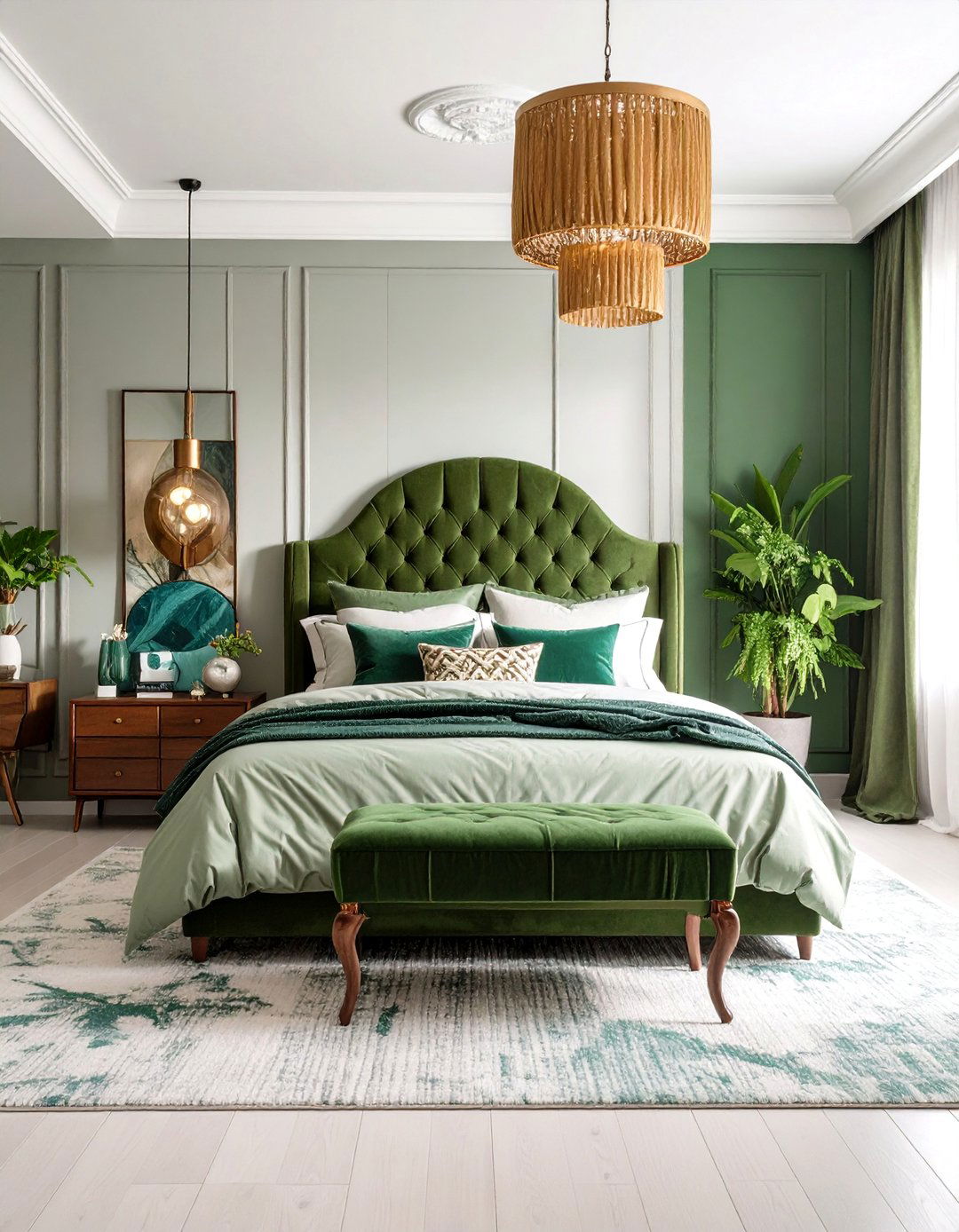 Olive Green Maximalist Pattern Mixing Design - 25 Olive Green Bedroom Ideas