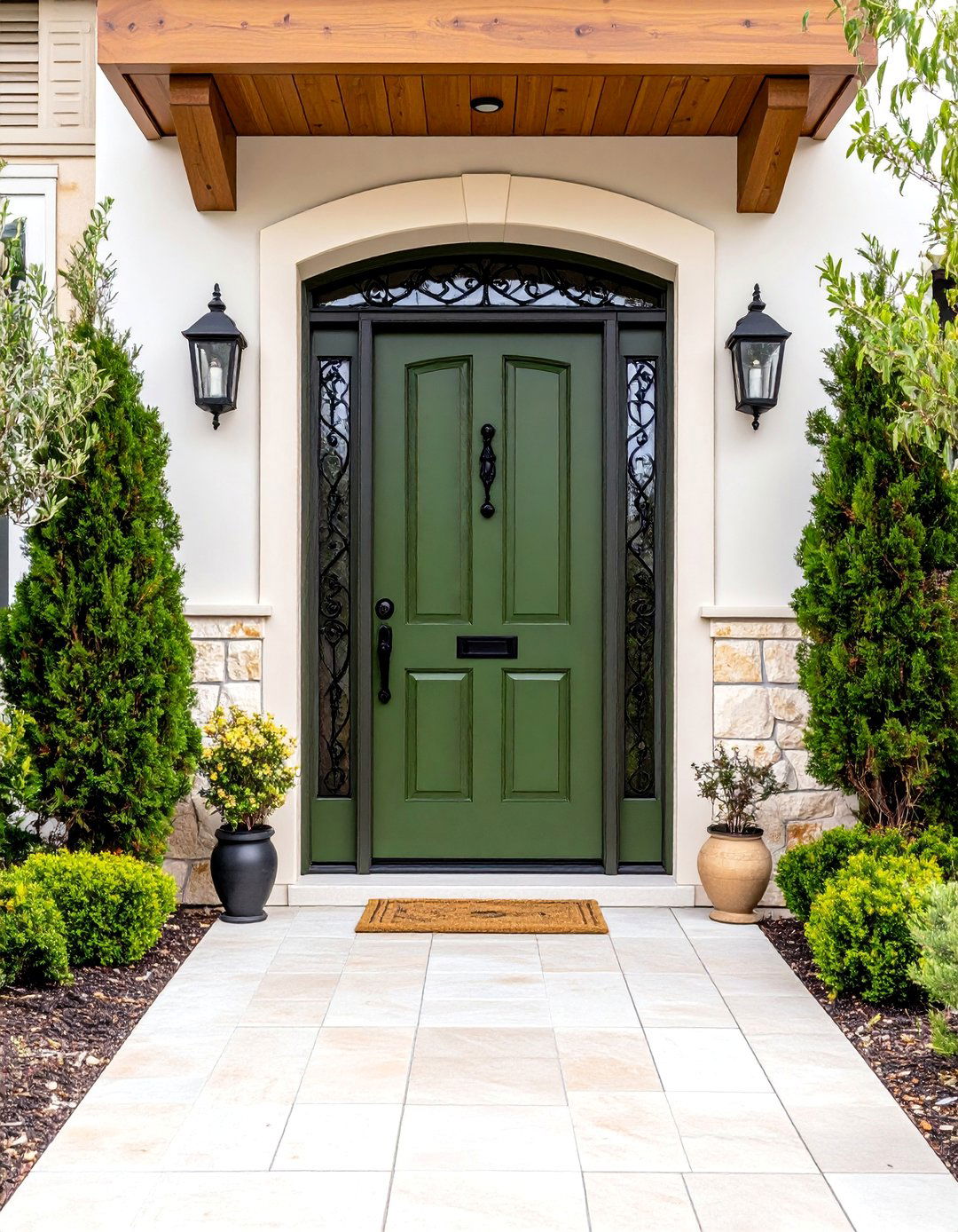 Olive Green Mediterranean Door - 25 Cedar Front Door Colors Ideas