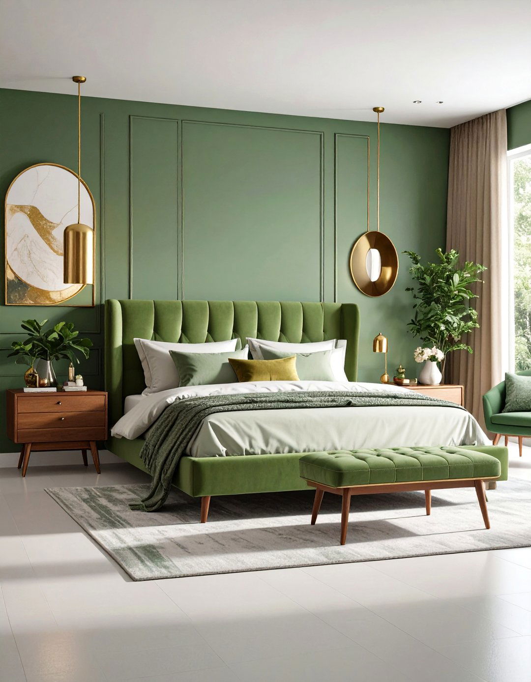 Olive Green Mid Century Modern Bedroom Style - 25 Olive Green Bedroom Ideas