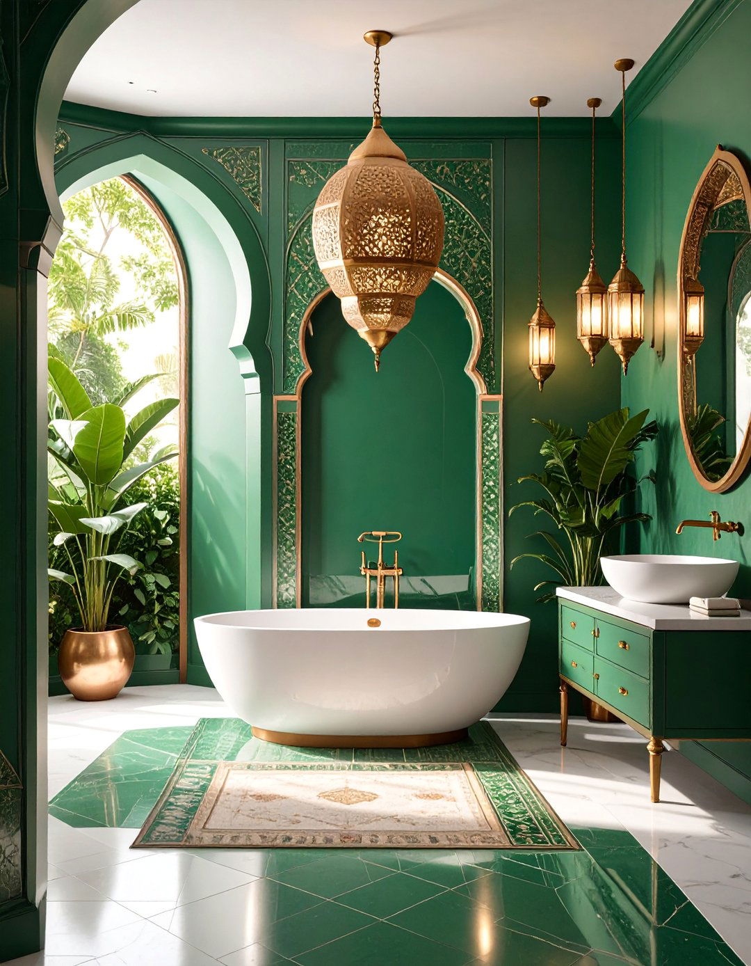 Olive Green Moroccan Inspired Bathroom - 25 Olive Green Room Ideas