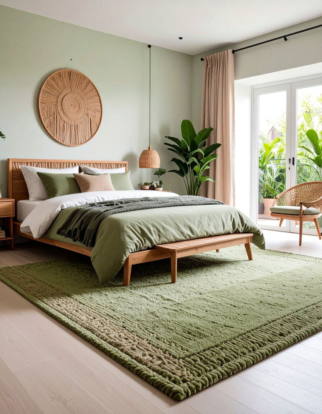 Olive Green Natural Tone Carpet - 25 Bedroom Carpet Ideas
