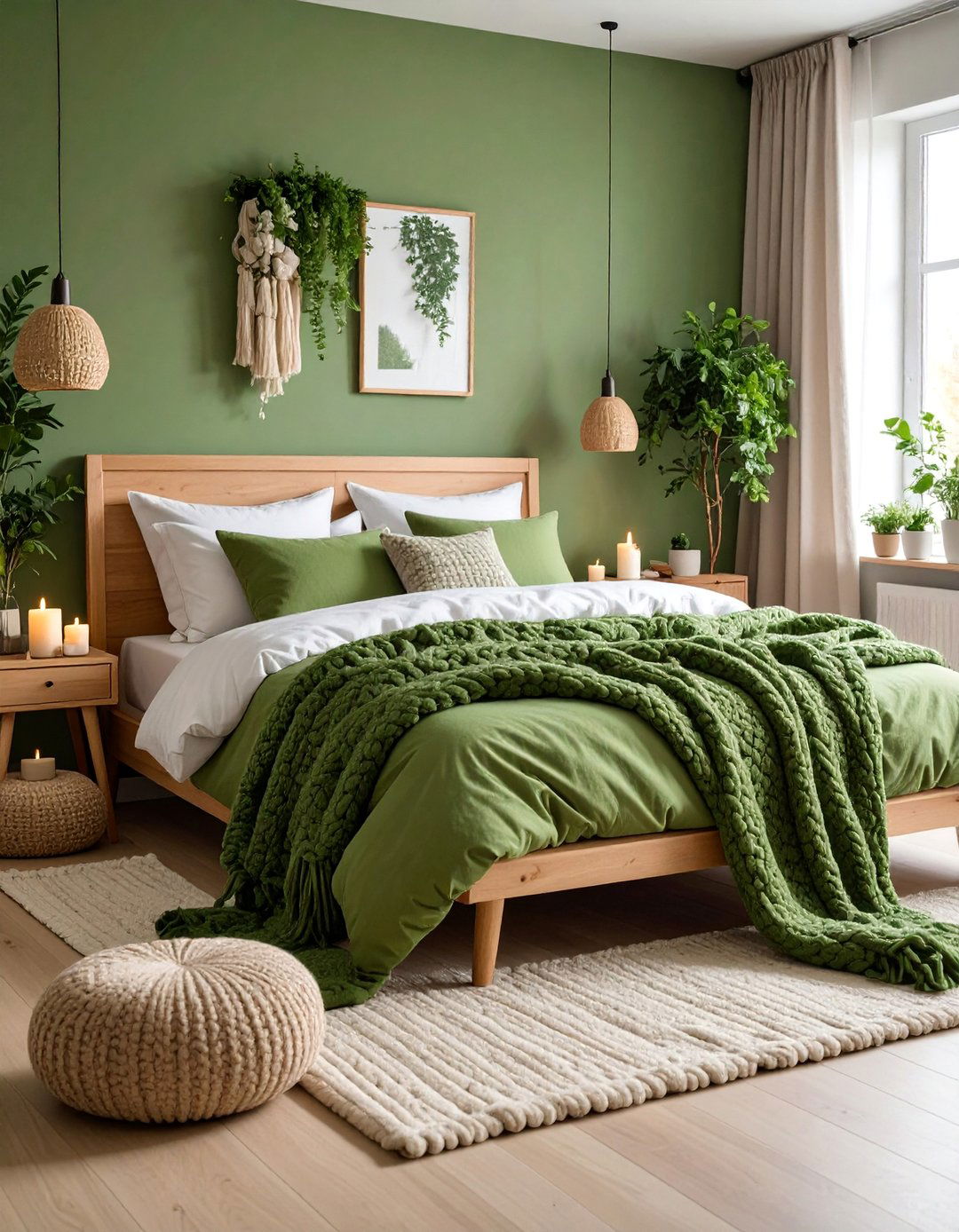 Olive Green Scandinavian Hygge Bedroom - 25 Olive Green Bedroom Ideas
