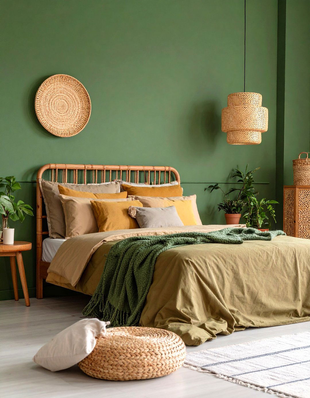 Olive Green Textured Wall Treatment - 25 Dark Green Bedroom Ideas
