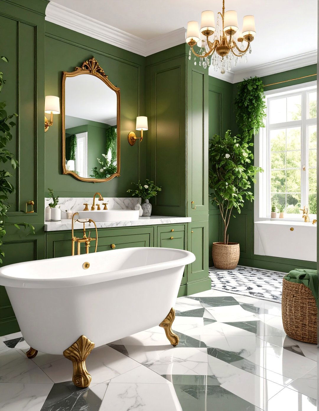Olive Green Vintage Bathroom Charm - 25 Small Green Bathroom Ideas