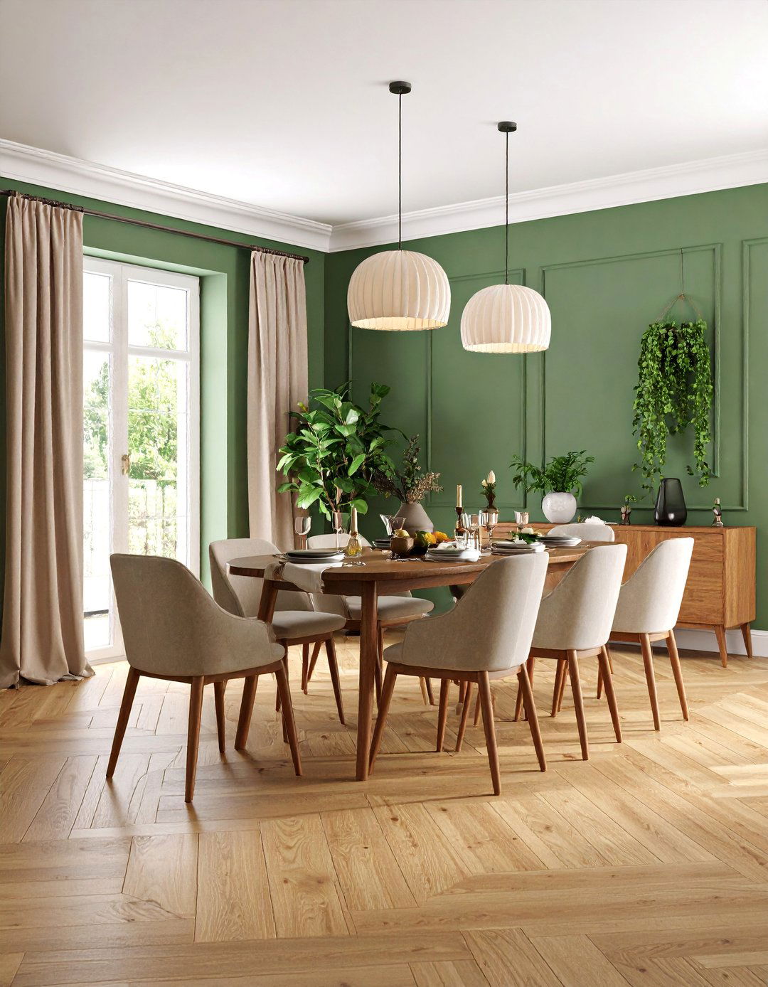 Olive Green Walls with Maple Hardwood Floors - 25 Floor and Wall Color Ideas