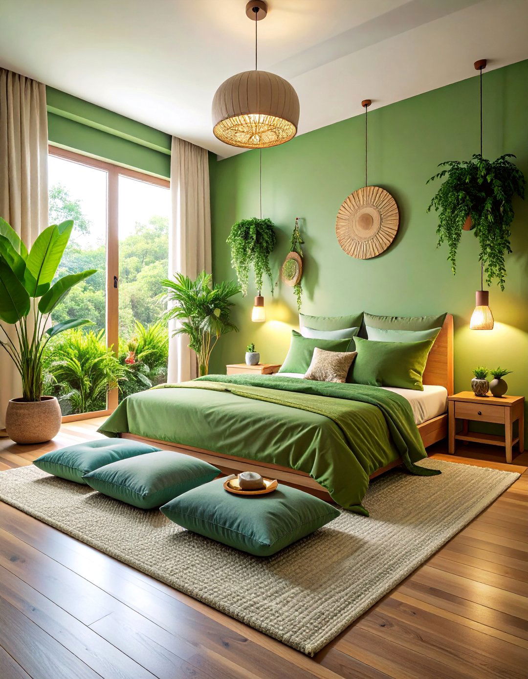 Olive Green Zen Meditation Bedroom Space - 25 Olive Green Bedroom Ideas