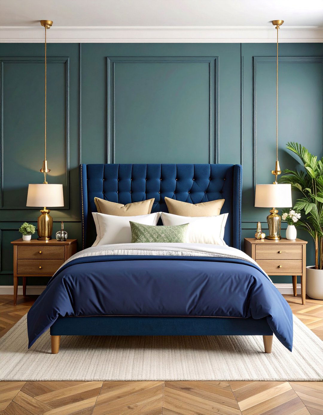 Olive Green and Navy Blue Classic Combination - 25 Olive Green Bedroom Ideas