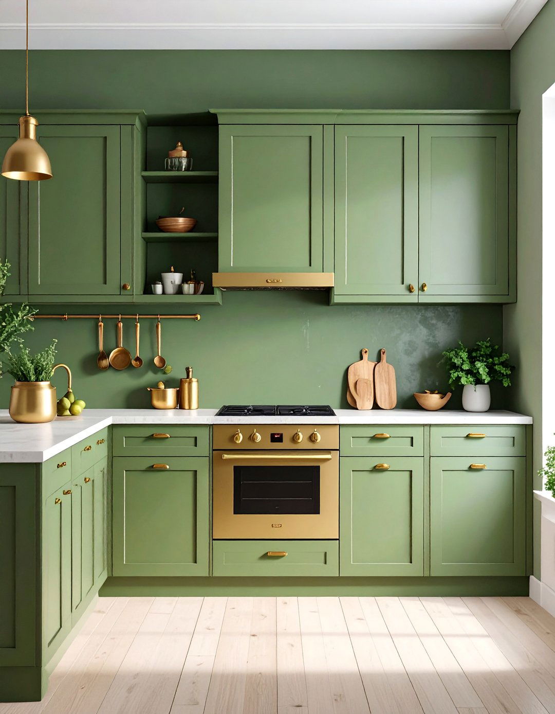 Olive Green for Earthy Sophistication - 25 What Color Cabinets Go With Black Appliances