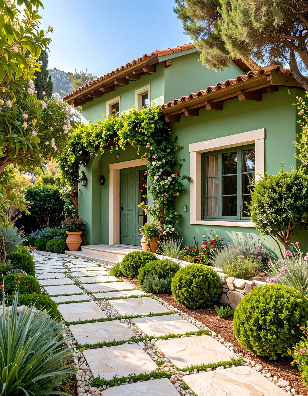 Olive Green with Stone Accents - 25 Exterior Color Palettes for Small Homes