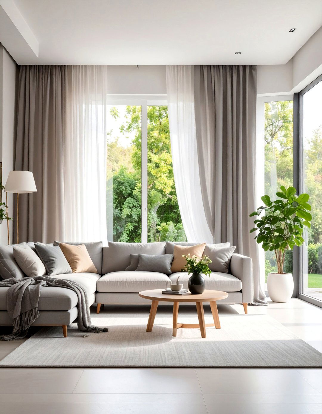 Ombre Living Room Curtains with Gradient Color Effects - 25 Living Room Curtain Ideas