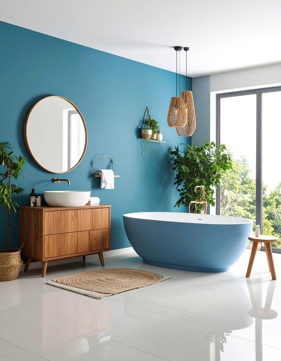Ombre Painted Wall with Gradient Effect - 25 Bathroom Accent Wall Ideas