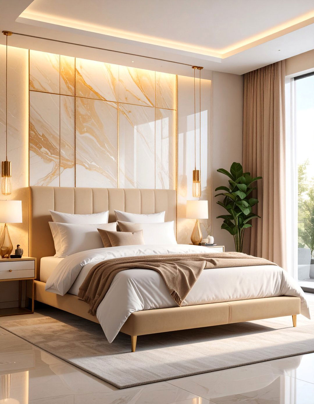 Onyx Backlit Bedroom Wall - 25 Stone Wall Ideas